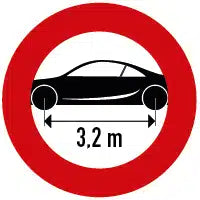 Hinweis auf einen maximalen Achsabstand von 3,2 Meter
