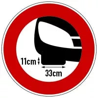 Hinweis auf eine maximale Reifenbreite von 33 cm und einer Unterflurhöhe von mindestens 11 cm